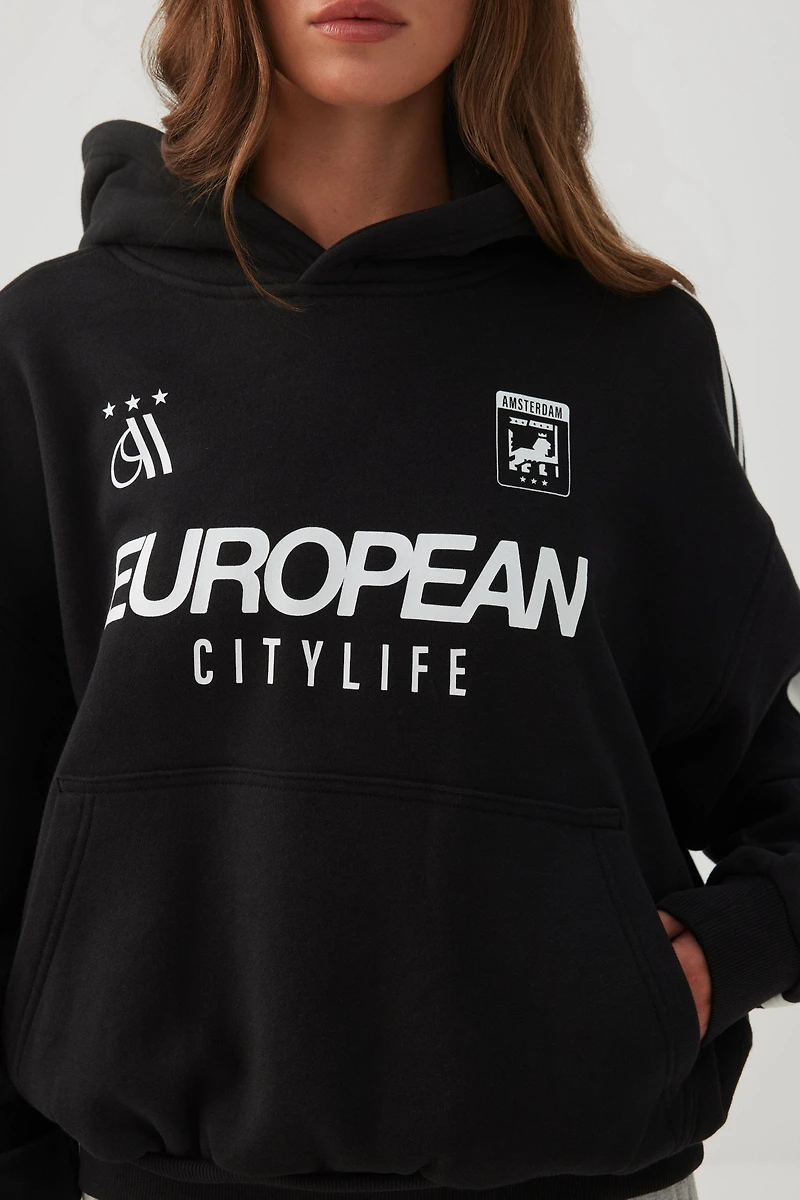 Side Stripe Graphic Cotton Fleece Hoodie