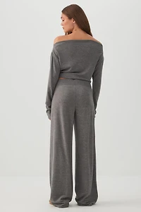 Pantalon droit en tricot brossé