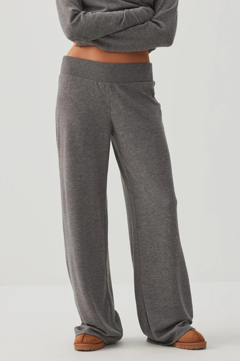 Pantalon droit en tricot brossé