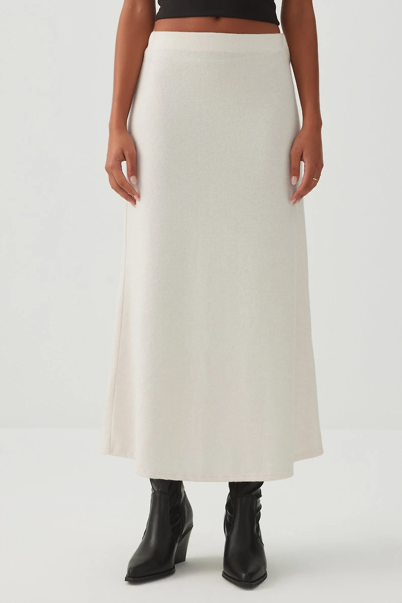 Jupe midi évasée en tricot bross