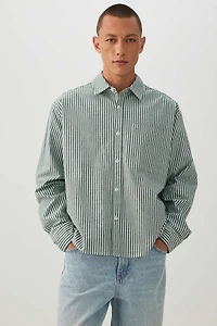 Chemise rayée à manches longues et coupe carrée