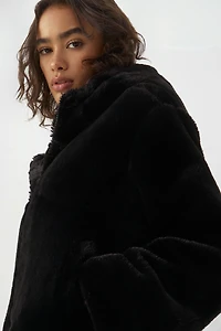 Short Faux Fur Hooded Jacket