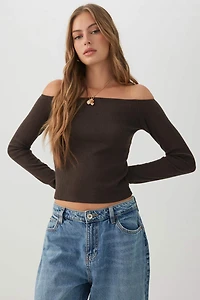 Short Ribbed Off Shoulder Top