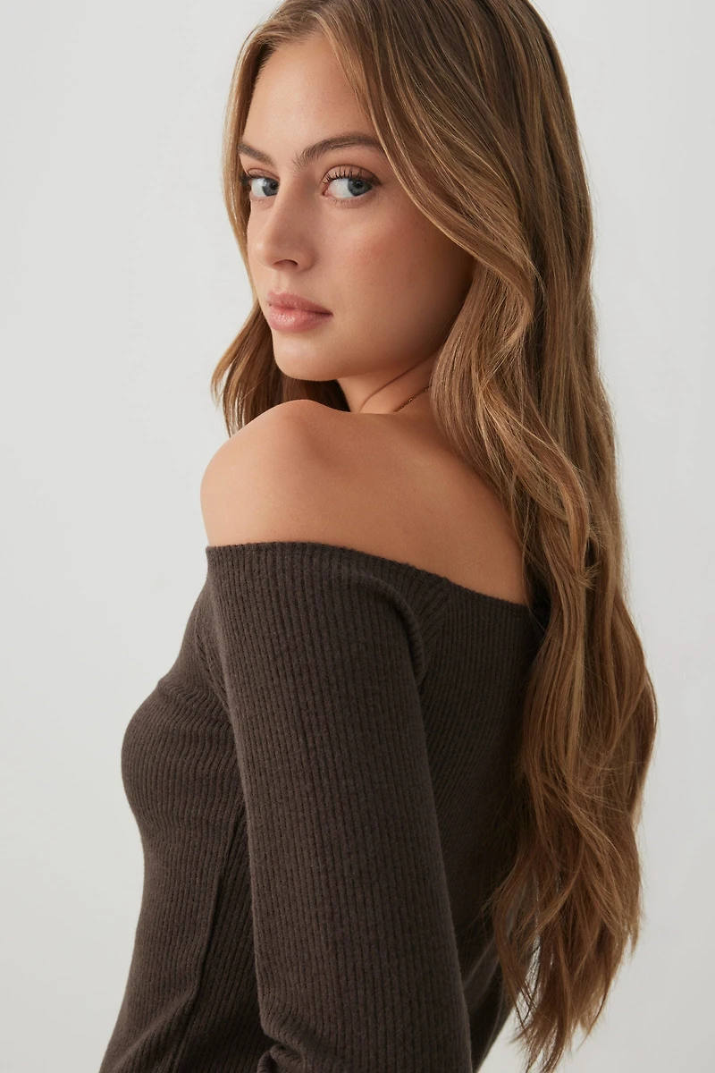 Short Ribbed Off Shoulder Top