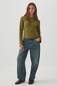 Boat Neck Flare Sleeve Top