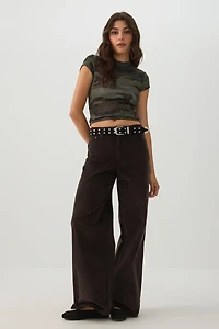 Camo Fine Rib Cropped T-Shirt