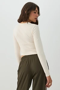 Cropped Brushed Rib Cardigan