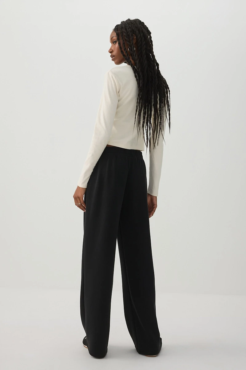Neoprene-Like Wide Leg Pants