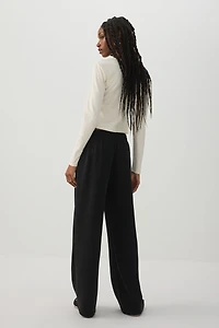 Neoprene-Like Wide Leg Pants