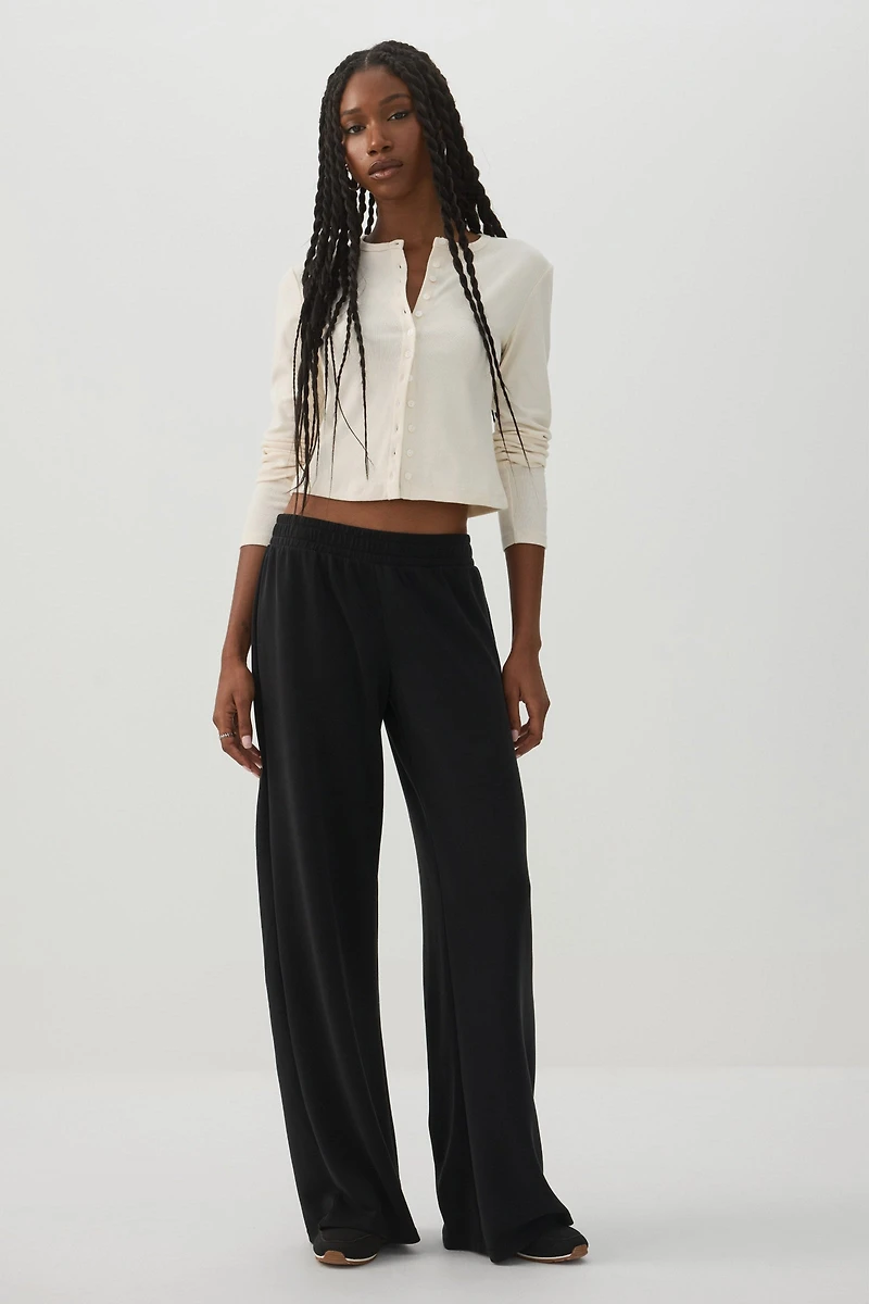 Neoprene-Like Wide Leg Pants