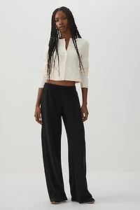 Neoprene-Like Wide Leg Pants
