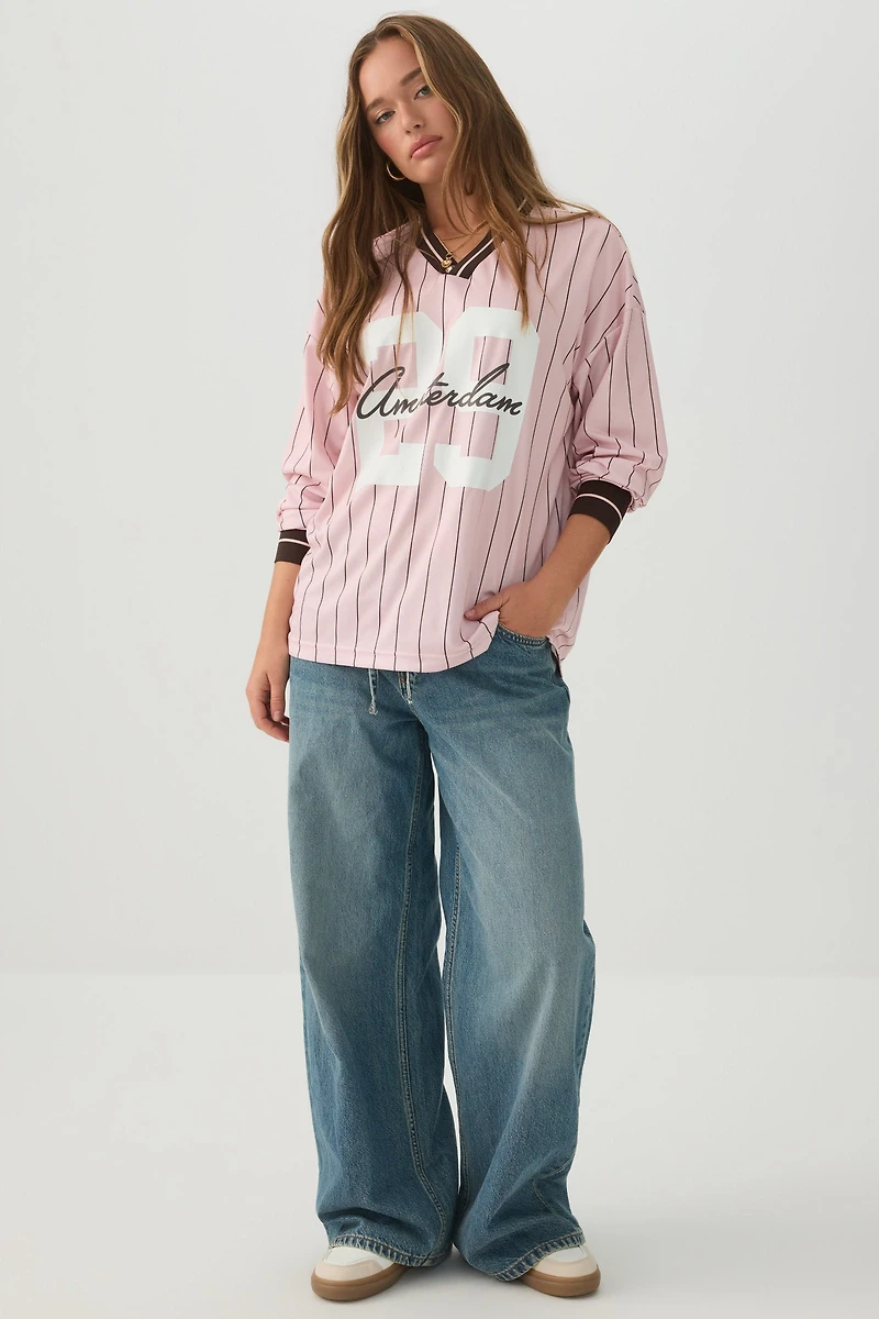 Striped Long Sleeve Sports Top
