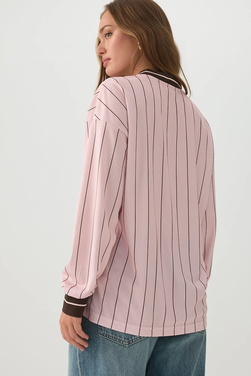 Striped Long Sleeve Sports Top