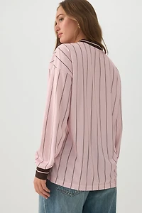 Striped Long Sleeve Sports Top