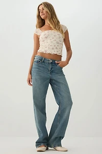 Lace Sweetheart Crop Top