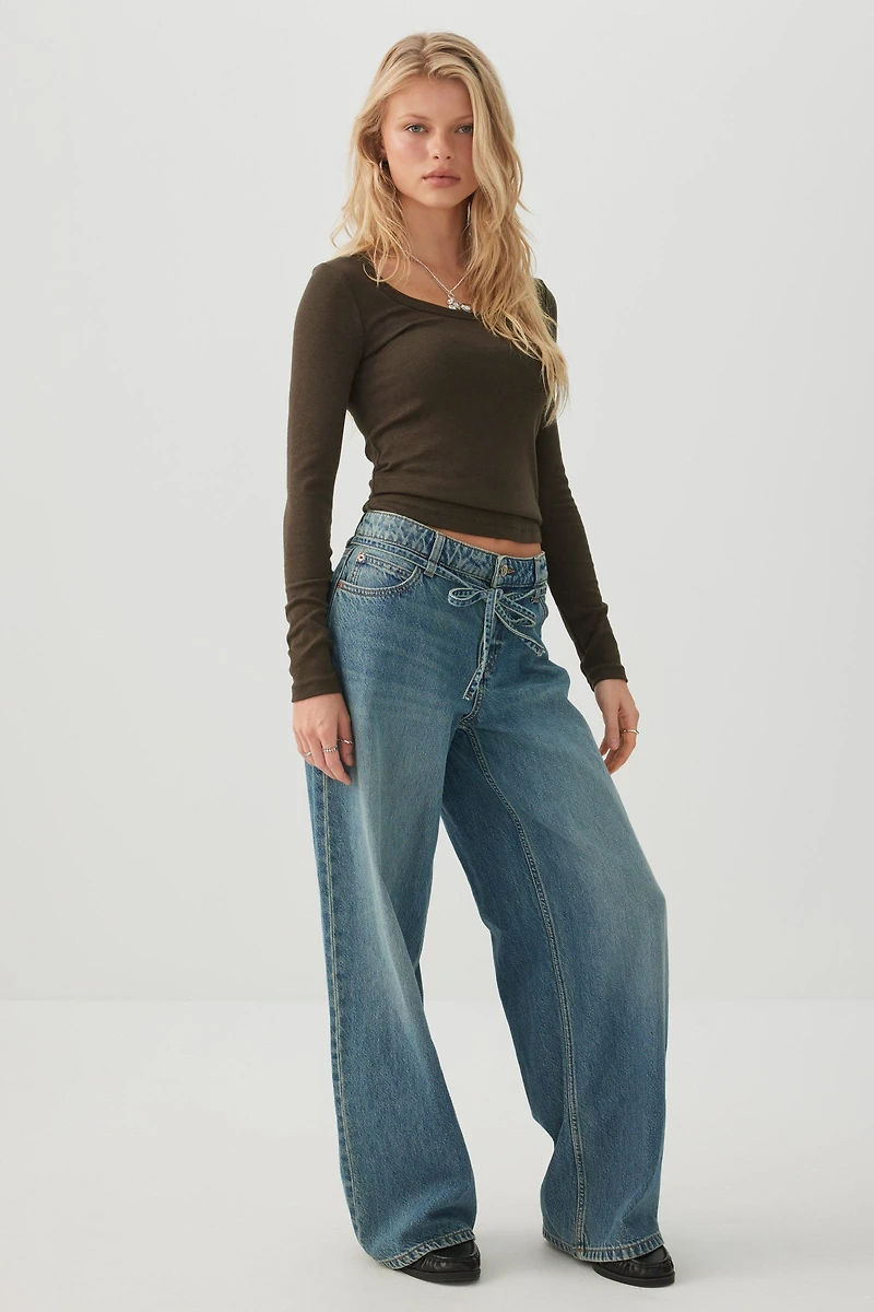 Fine Rib Short Scoop Neck Top