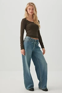 Fine Rib Short Scoop Neck Top