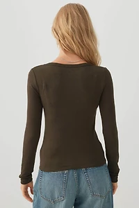 Fine Rib Short Scoop Neck Top