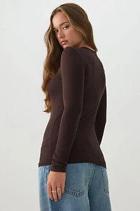 Wool Blend Crew Neck Top