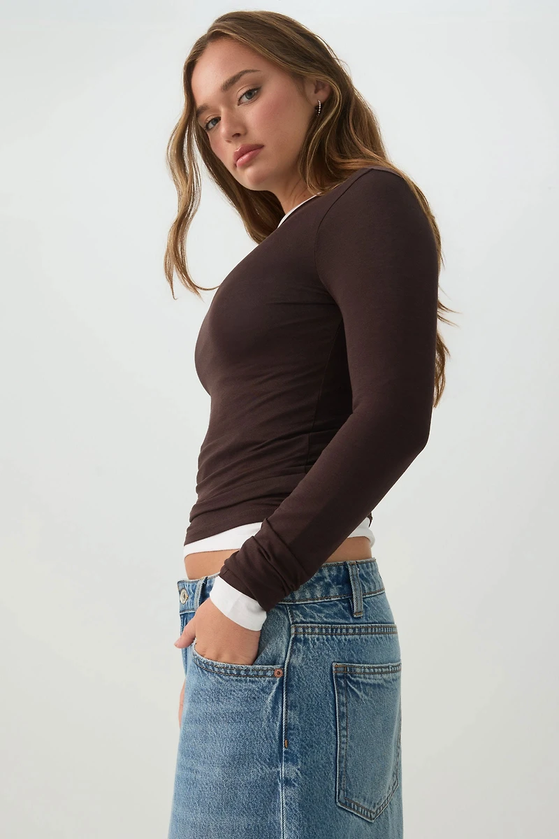 Wool Blend Crew Neck Top