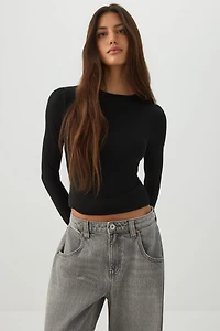 Wool Blend Crew Neck Top