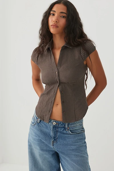 Cap Sleeve Smocked Blouse
