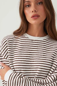 Striped Oversized Crew Neck Sweatshirt