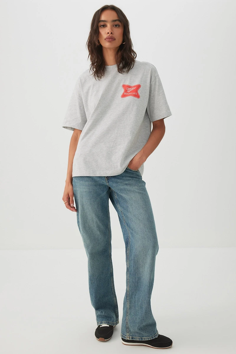 Miller High Life Licensed Oversized Graphic T-Shirt