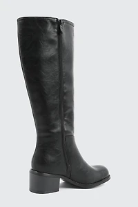 Bottes hauteur genou à bout carré en faux cuir