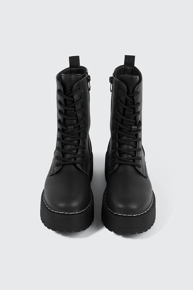 Chunky Lace Up Ankle Boots