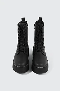 Chunky Lace Up Ankle Boots