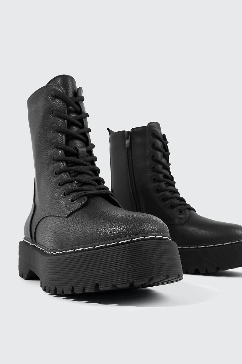Chunky Lace Up Ankle Boots