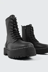 Chunky Lace Up Ankle Boots