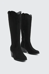 Faux Suede Cowboy Boots