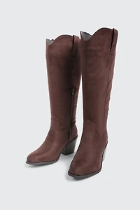 Bottes de cowboy en faux suède