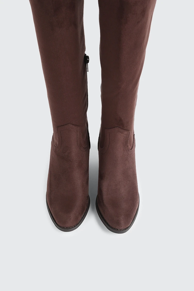Faux Suede Cowboy Boots