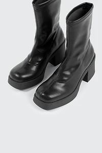 Block Mid Calf Boots