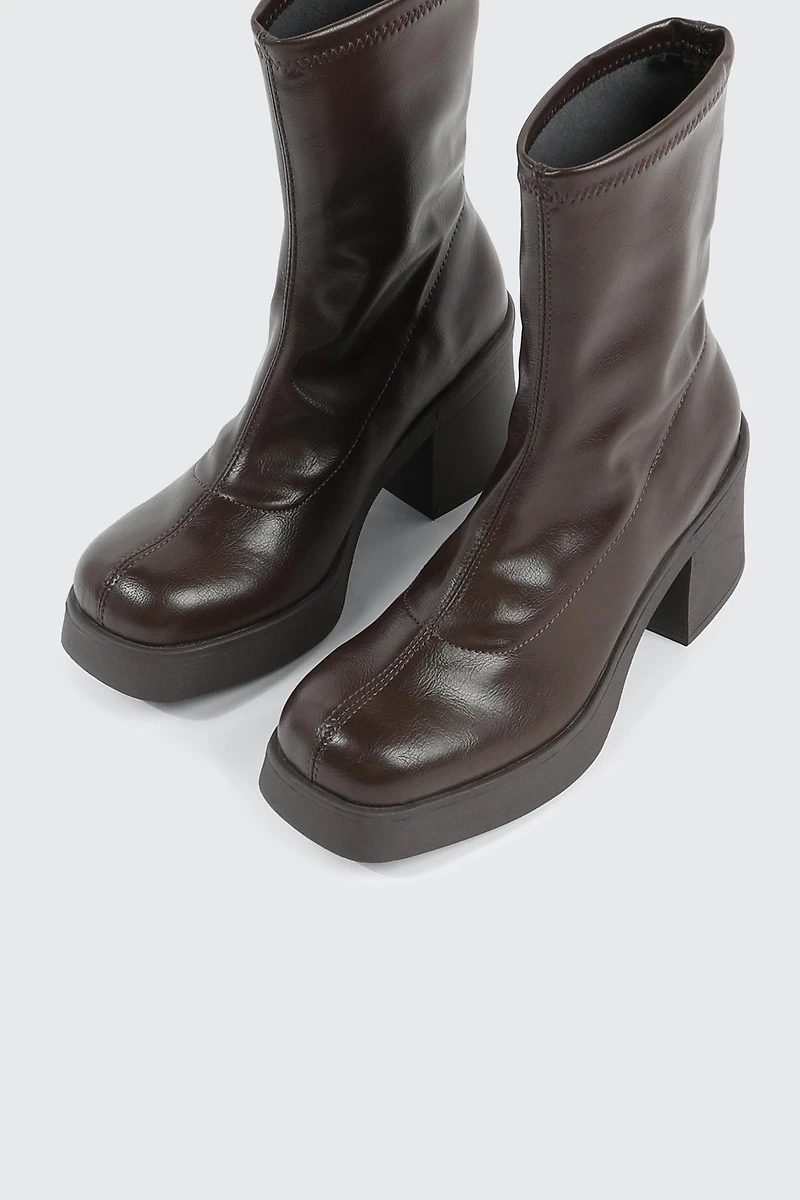 Block Mid Calf Boots