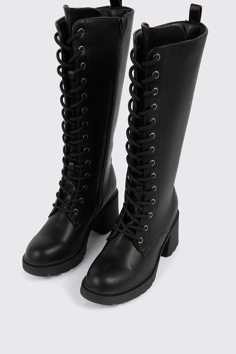 Tall Lace Up Knee High Boots