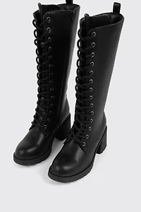 Tall Lace Up Knee High Boots