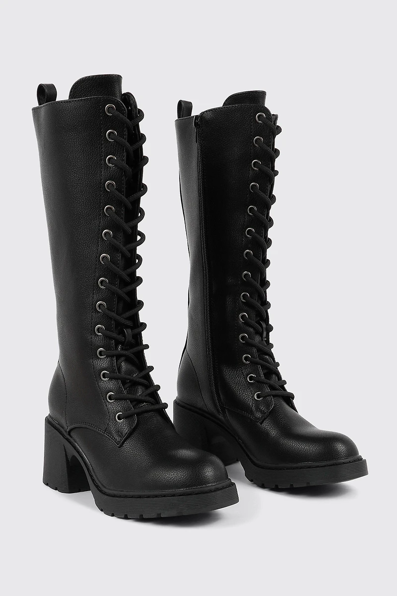 Tall Lace Up Knee High Boots