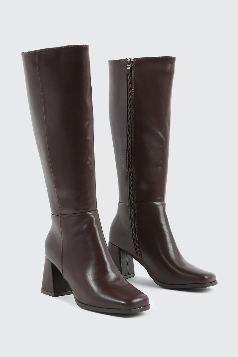 Square Toe Knee High Boots