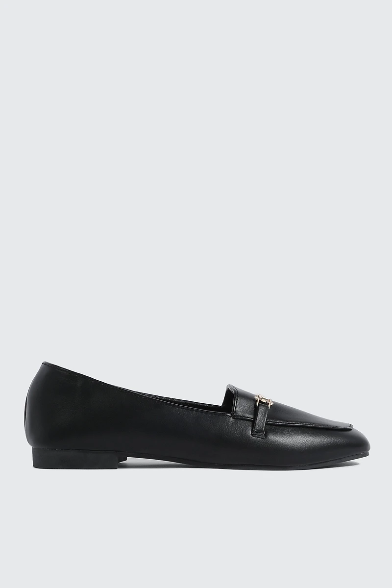Faux Leather Square Toe Loafers