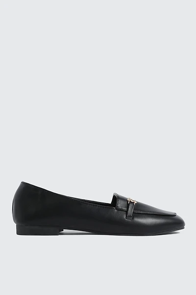 Faux Leather Square Toe Loafers