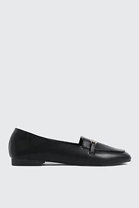 Faux Leather Square Toe Loafers