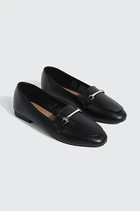 Faux Leather Square Toe Loafers