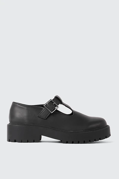 Faux Leather T-Strap Shoes
