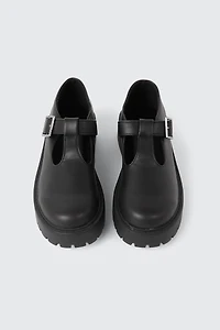 Faux Leather T-Strap Shoes