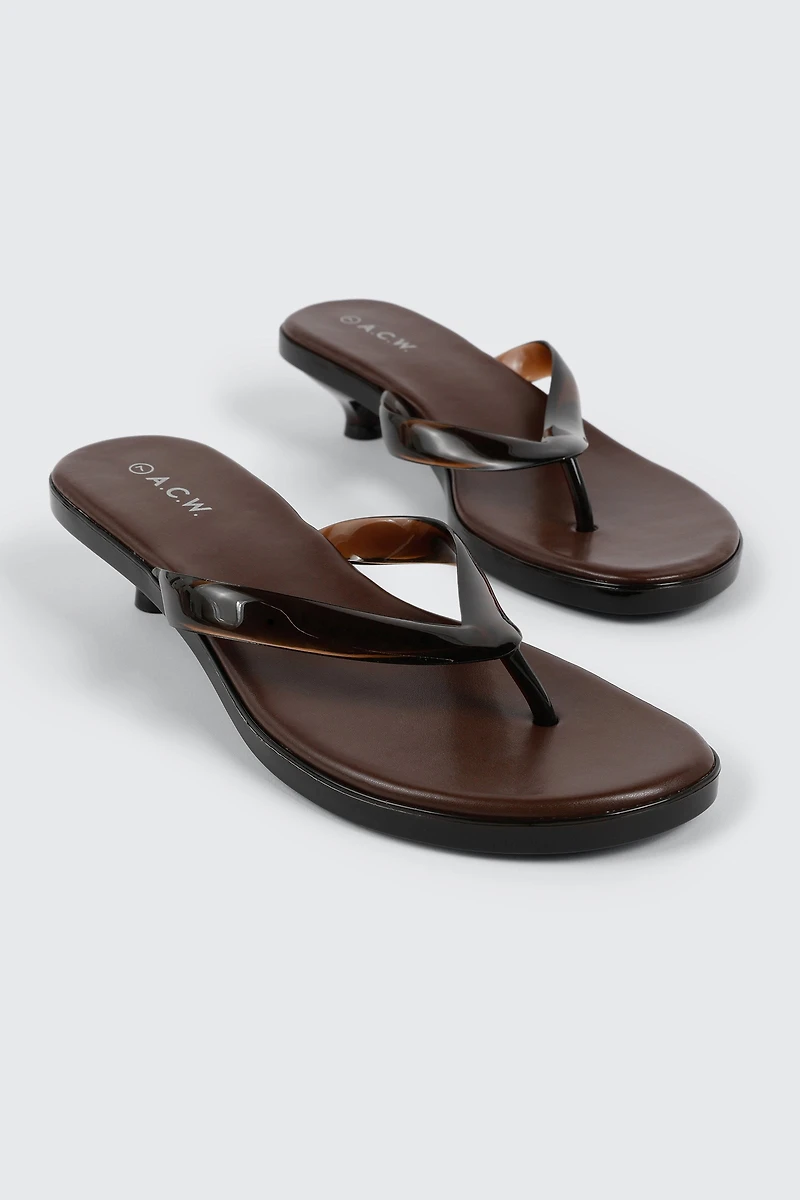 Sandales mules transparentes à petit talon