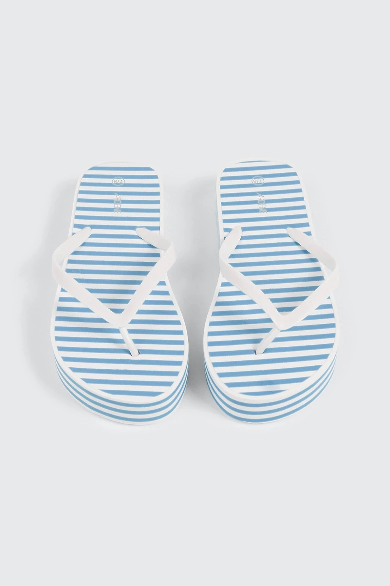 Striped Wedge Flip Flops